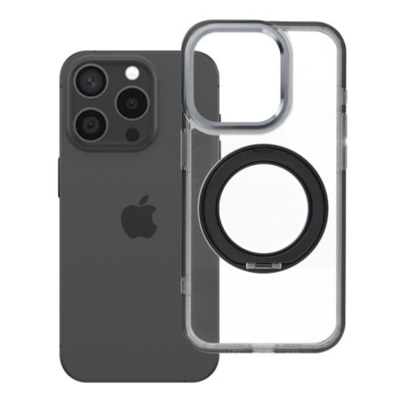Case for iPhone 15 Pro Frame Circle Stand compatible with MagSafe black