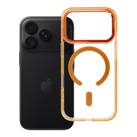 Case for iPhone 18 Pro / 17 Pro  Frame Clear Hybrid Mag Cover compatible with MagSafe hermes orange