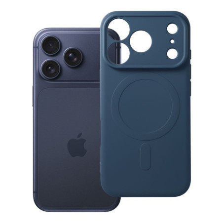 Case for iPhone 18 Pro / 17 Pro Silicone Mag Cover compatible with MagSafe (camera protection) dark blue