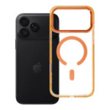 Case for iPhone 18 Pro Max / 17 Pro Max  Frame Clear Hybrid Mag Cover compatible with MagSafe hermes orange