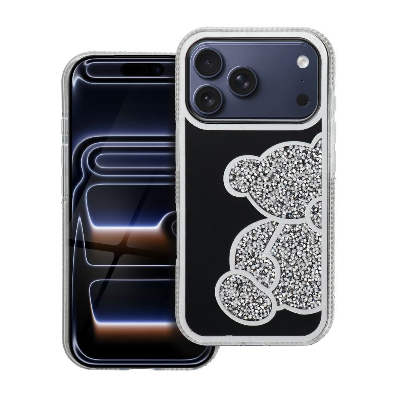 Case for iPhone 18 Pro Max / 17 Pro Max Teddy Bear silver