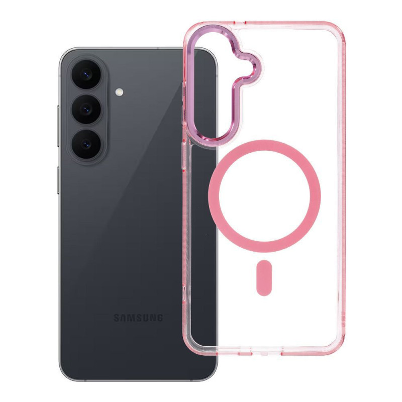 Case for Samsung S26 FE / S25 FE Frame Clear Hybrid Mag Cover compatible with MagSafe powder pink Case for Samsung S26 FE / S25 FE Frame Clear Hybrid Mag Cover compatible with MagSafe powder pink