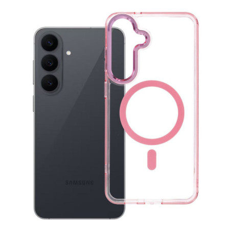 Case for Samsung S26 FE / S25 FE Frame Clear Hybrid Mag Cover compatible with MagSafe powder pink