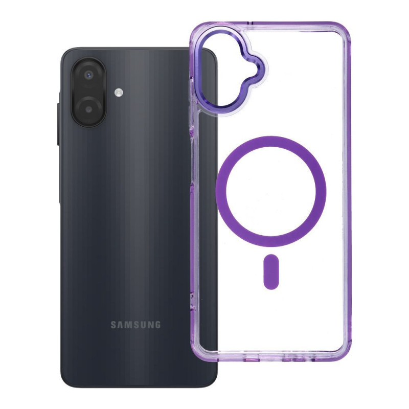 Case for Samsung A07 / A08 Frame Clear Hybrid Mag Cover compatible with MagSafe purple