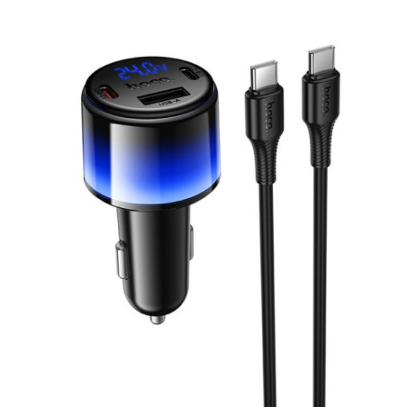 Car charger Hoco USB A + 2xUSB C PD QC3.0 57W with USB C to C cable Z69B black