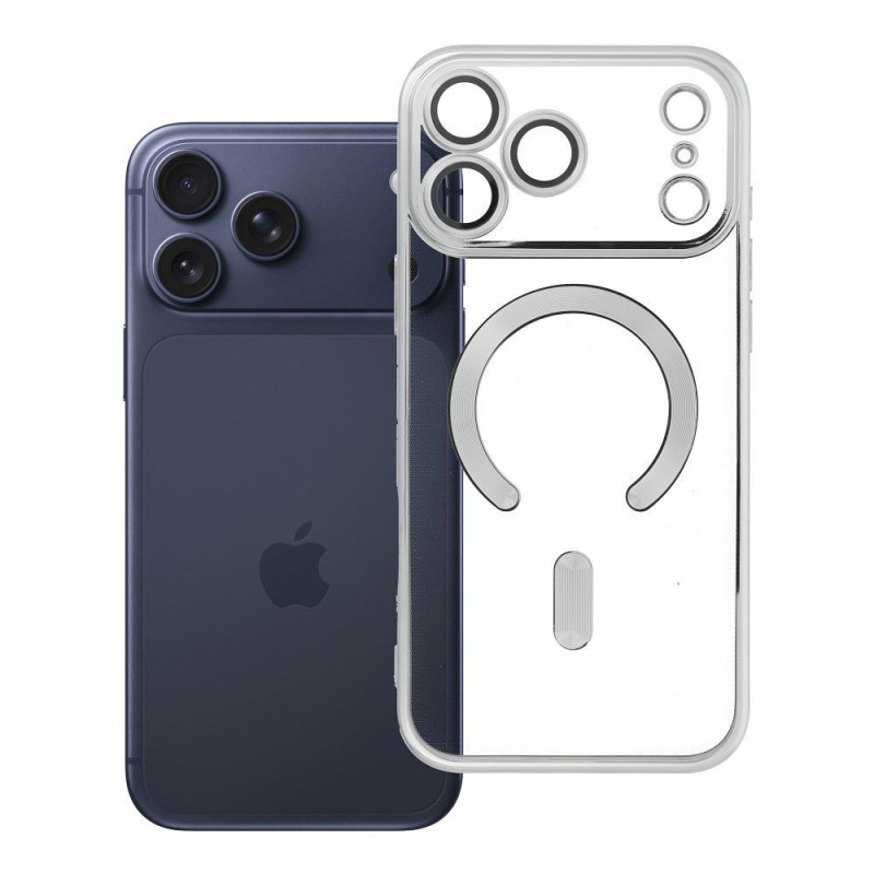 Case for iPhone 18 Pro / 17 Pro Electro Mag Cover compatible with MagSafe silver Case for iPhone 18 Pro / 17 Pro Electro Mag Cover compatible with MagSafe silver