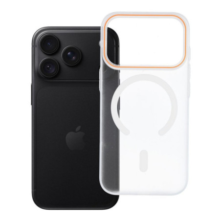 Case for iPhone 18 Pro / 17 Pro Go Orange compatible with MagSafe transparent