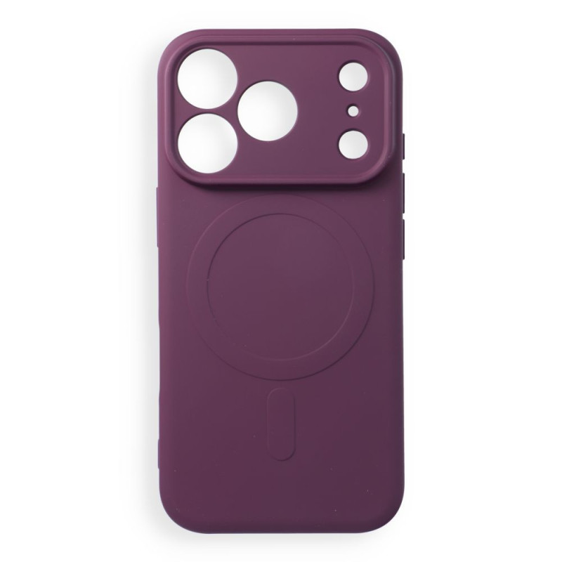 Case for iPhone 18 Pro / 17 Pro Silicone Mag Cover compatible with MagSafe (camera protection) burgundy