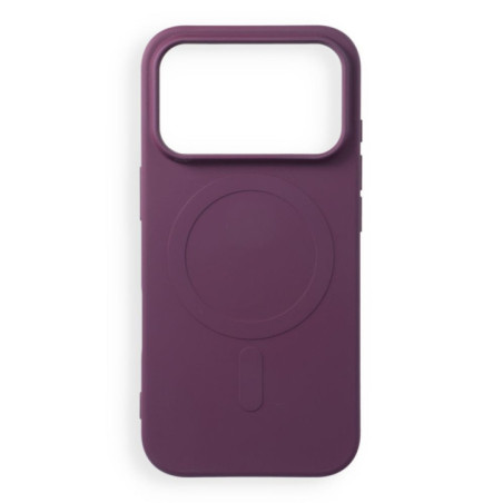 Case for iPhone 18 Pro / 17 Pro Silicone Mag Cover compatible with MagSafe (big hole) burgundy