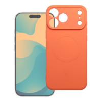 Case for iPhone 18 Pro / 17 Pro Silicone Mag Cover compatible with MagSafe (camera protection) orange