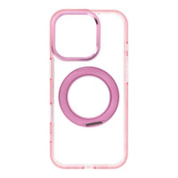 Case for iPhone 16 PRO Frame Circle Stand compatible with MagSafe pink