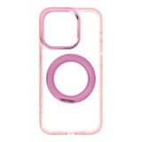 Case for iPhone 15 Pro Frame Circle Stand compatible with MagSafe pink