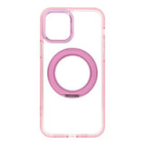 Case for iPhone 12 Frame Circle Stand compatible with MagSafe pink