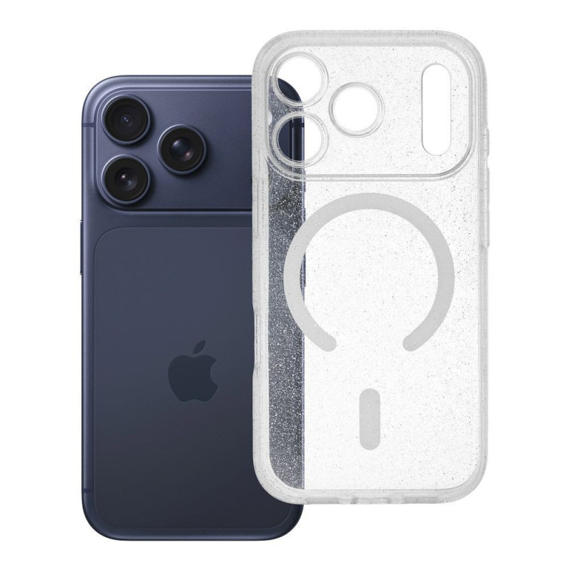 Case for iPhone 18 Pro / 17 Pro Clear Mag Cover (STR / CAMERA PROTECTION) compatible with MagSafe transparent glitter
