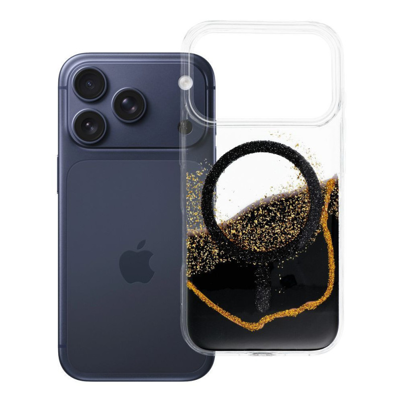 Case for iPhone 18 Pro / 17 Pro Golden compatible with MagSafe black