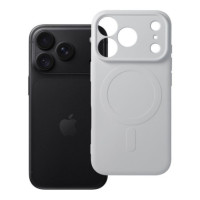 Case for iPhone 18 Pro / 17 Pro Silicone Mag Cover compatible with MagSafe (camera protection) silver