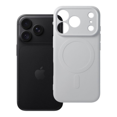 Case for iPhone 18 Pro / 17 Pro Silicone Mag Cover compatible with MagSafe (camera protection) silver