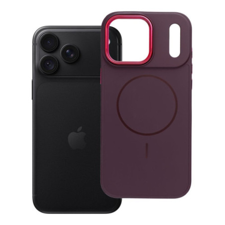 Case for iPhone 18 Pro Max / 17 Pro Max Frame Mag Cover compatible with MagSafe dark cherry