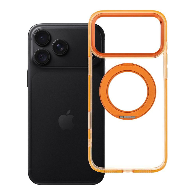 Case for iPhone 18 Pro Max / 17 Pro Max Frame Circle Stand compatible with MagSafe orange