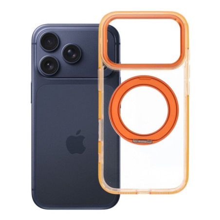Case for iPhone 18 Pro / 17 Pro Frame Circle Stand compatible with MagSafe orange