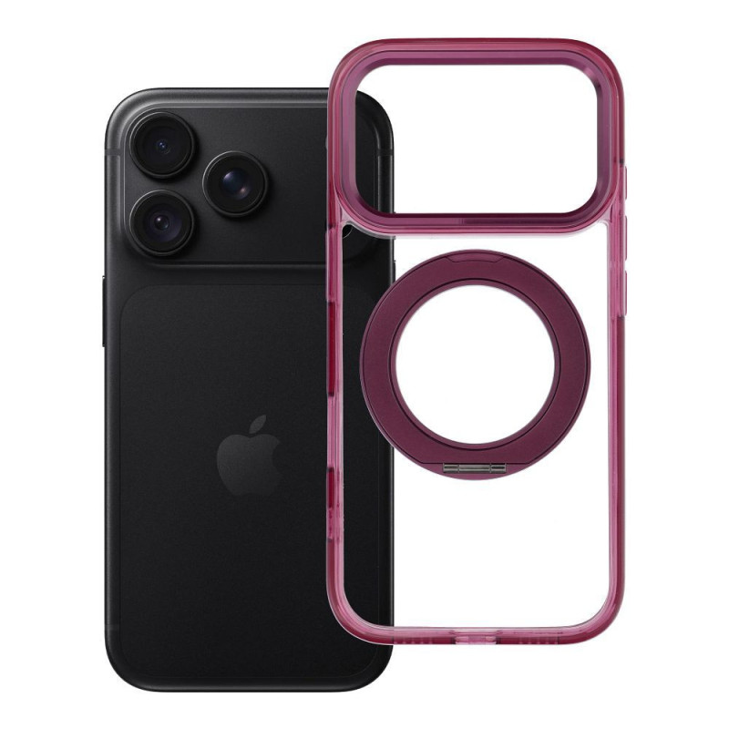 Case for iPhone 18 Pro / 17 Pro Frame Circle Stand compatible with MagSafe burgundy