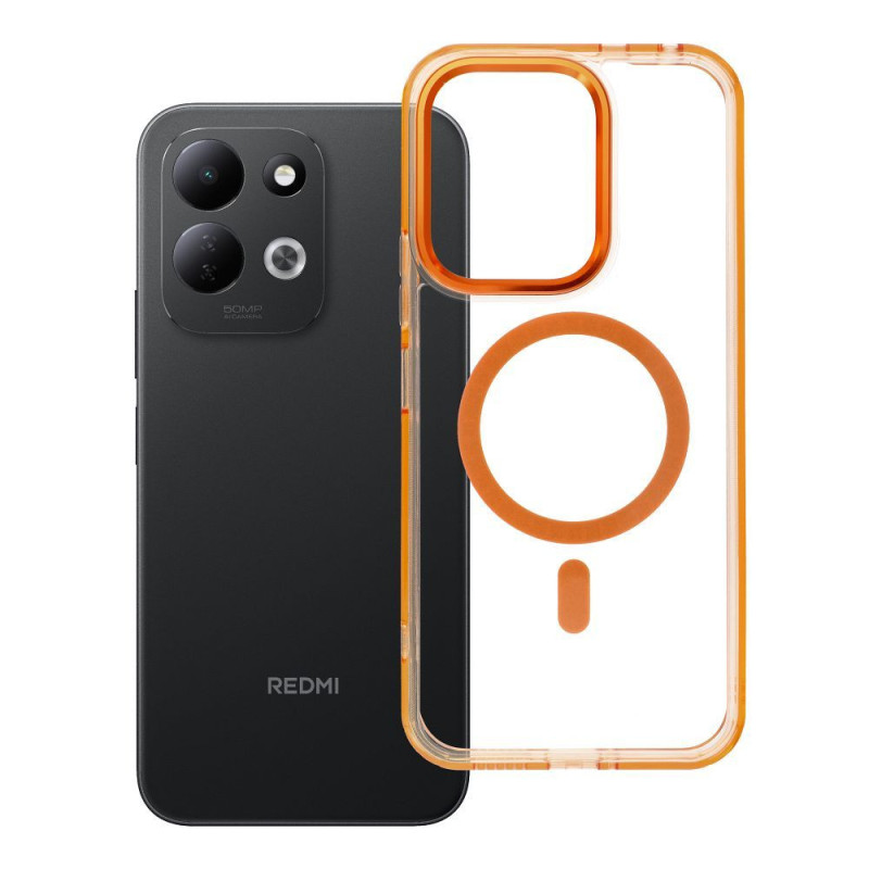 Case for Xiaomi Redmi 17 4G / 5G Frame Clear Hybrid Mag Cover compatible with MagSafe hermes orange