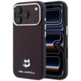 KARL LAGERFELD case for IPHONE 18 Pro/ 17 Pro compatible with MagSafe (Grained Choupette Head Metal) burgundy