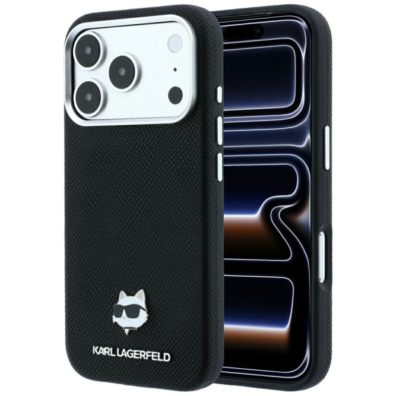 KARL LAGERFELD case for IPHONE 18 Pro Max/ 17 Pro Max compatible with MagSafe (Grained Choupette Head Metal) black KARL LAGERFELD case for IPHONE 18 Pro Max/ 17 Pro Max compatible with MagSafe (Grained Choupette Head Metal) black