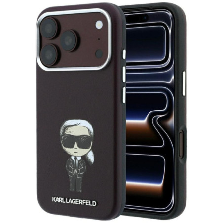 KARL LAGERFELD case for IPHONE 18 Pro Max/ 17 Pro Max compatible with MagSafe (Smooth Ikonik Sketch) burgundy