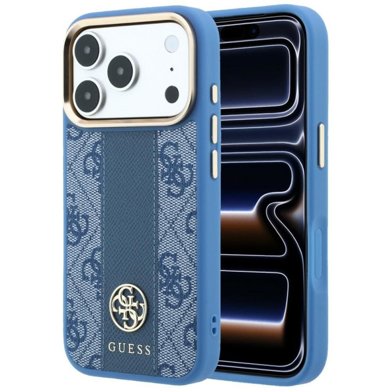Case for IPHONE 18 Pro/17 Pro compatible with MagSafe (Stripe Round and Classic Logos 4G) blue