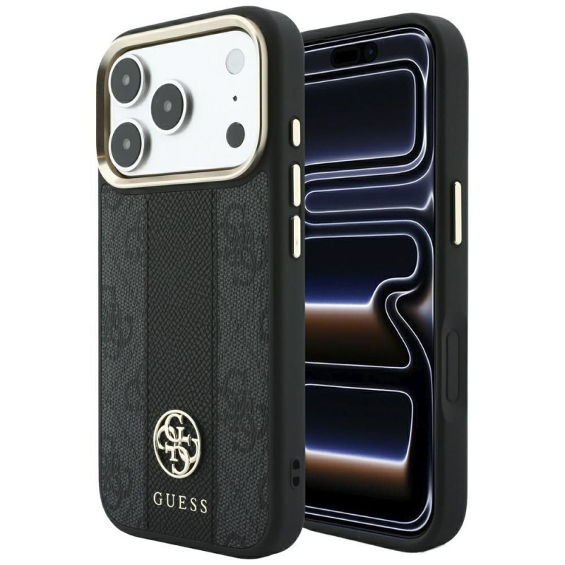Case for IPHONE 18 Pro Max/17 Pro max compatible with MagSafe (Stripe Round and Classic Logos 4G) black