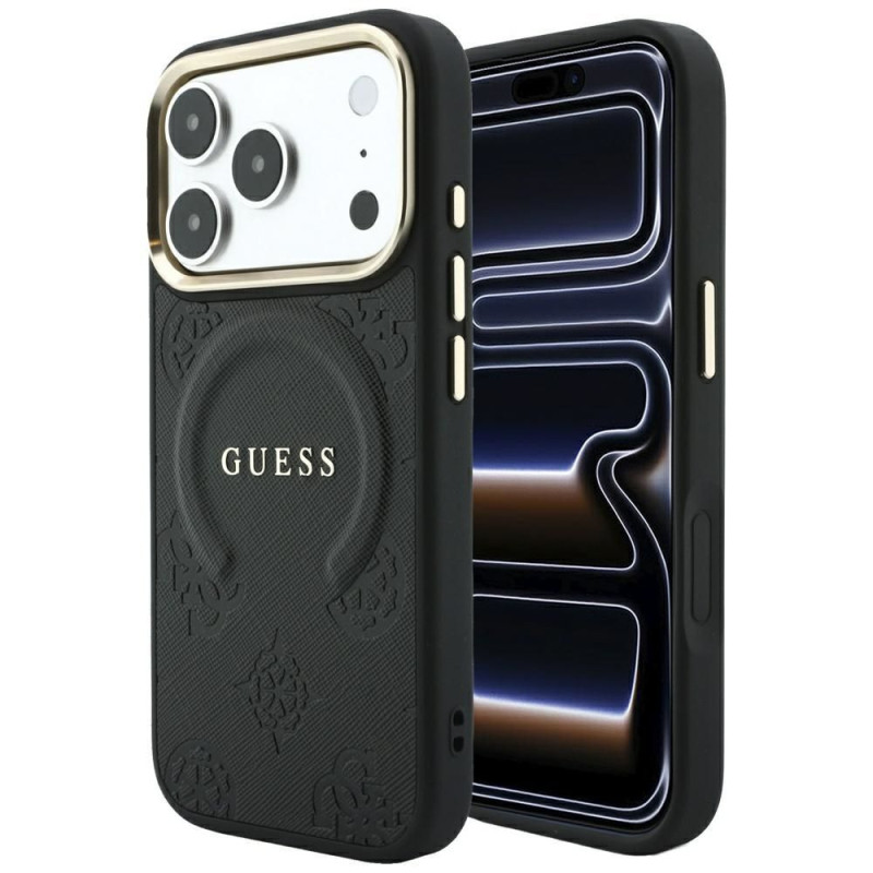 Case for IPHONE 18 Pro/17 Pro compatible with MagSafe (Saffiano Peony Ring) black Case for IPHONE 18 Pro/17 Pro compatible with MagSafe (Saffiano Peony Ring) black