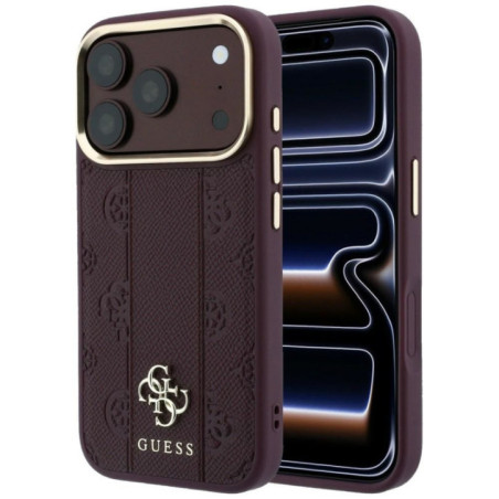 Case for IPHONE 18 Pro/17 Pro compatible with MagSafe (Stripe Peony 4G Logo) burgundy