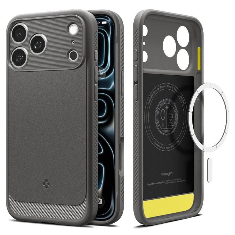 SPIGEN case RUGGED ARMOR compatible with MagSafe for IPHONE 18 Pro Max / 17 Pro Max grey SPIGEN case RUGGED ARMOR compatible with MagSafe for IPHONE 18 Pro Max / 17 Pro Max grey