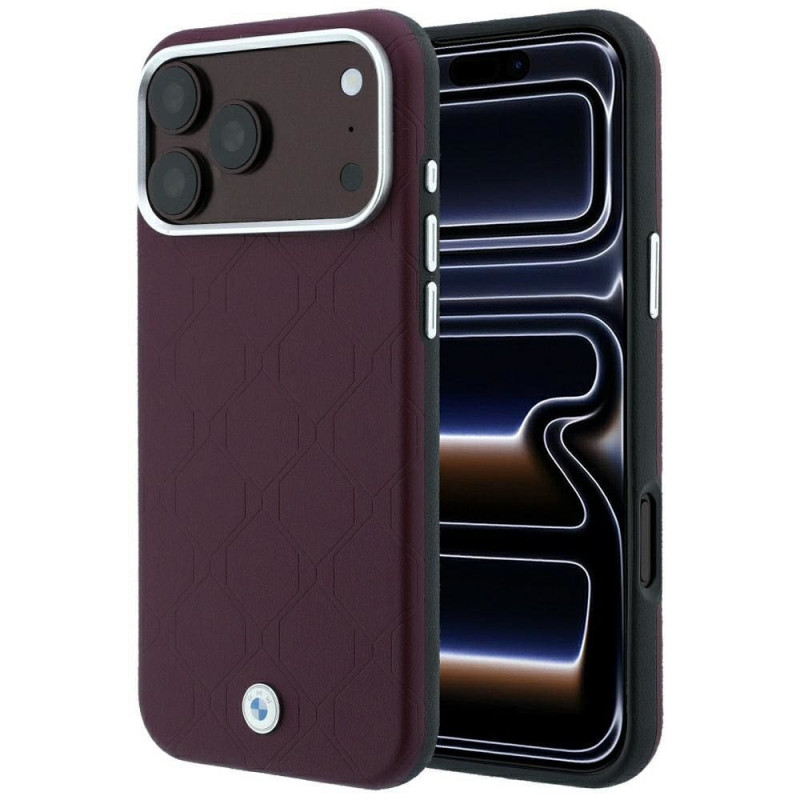 BMW case for IPHONE 18 Pro/17 Pro compatible with MagSafe (Sign Deboss Quilted Metal Logo) burgund BMW case for IPHONE 18 Pro/17 Pro compatible with MagSafe (Sign Deboss Quilted Metal Logo) burgund
