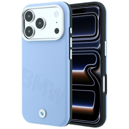 BMW case for IPHONE 18 Pro Max/17 Pro Max compatible with MagSafe (Sign Inclined Deboss Letters) blue