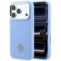 Case for IPHONE 18 Pro Max/17 Pro Max compatible with MagSafe (Saffiano Small 4G & Classic Logo) light blue