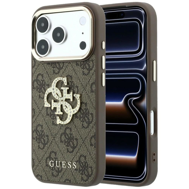GUESS case for IPHONE 18 Pro/17 Pro (4G & Big Strass Logo) brown