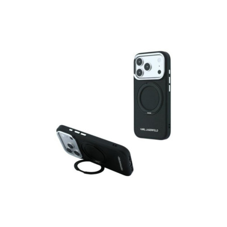 KARL LAGERFELD case for IPHONE 18 Pro/17 Pro compatible with MagSafe (Ring Stand 360 Saffiano Classic Logo) black