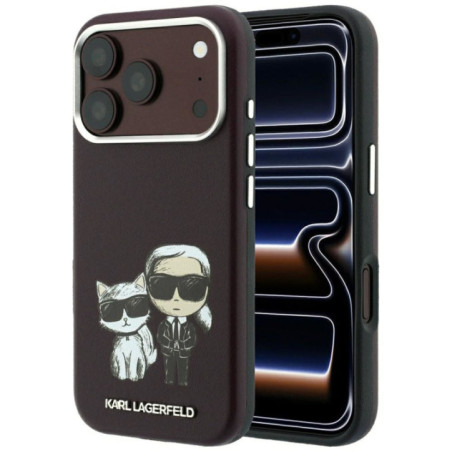 KARL LAGERFELD case for IPHONE 18 Pro Max/ 17 Pro Max compatible with MagSafe (Smooth Karl & Choupette Bodies) burgund