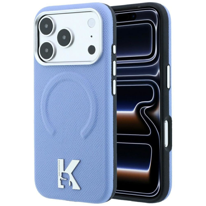 KARL LAGERFELD case for IPHONE 18 Pro Max/17 Pro Max compatible with MagSafe (Grained Embossed Ring & Kameo Logo) light blue KARL LAGERFELD case for IPHONE 18 Pro Max/17 Pro Max compatible with MagSafe (Grained Embossed Ring & Kameo Logo) light blue