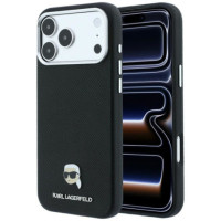 KARL LAGERFELD case for IPHONE 18 Pro/ 17 Pro compatible with MagSafe (Grained Karl Head Metal) black