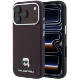 KARL LAGERFELD case for IPHONE 18 Pro Max/ 17 Pro Max compatible with MagSafe (Grained Karl Head Metal) burgundy