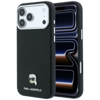 KARL LAGERFELD case for IPHONE 18 Pro Max/ 17 Pro Max compatible with MagSafe (Grained Karl Head Metal) black