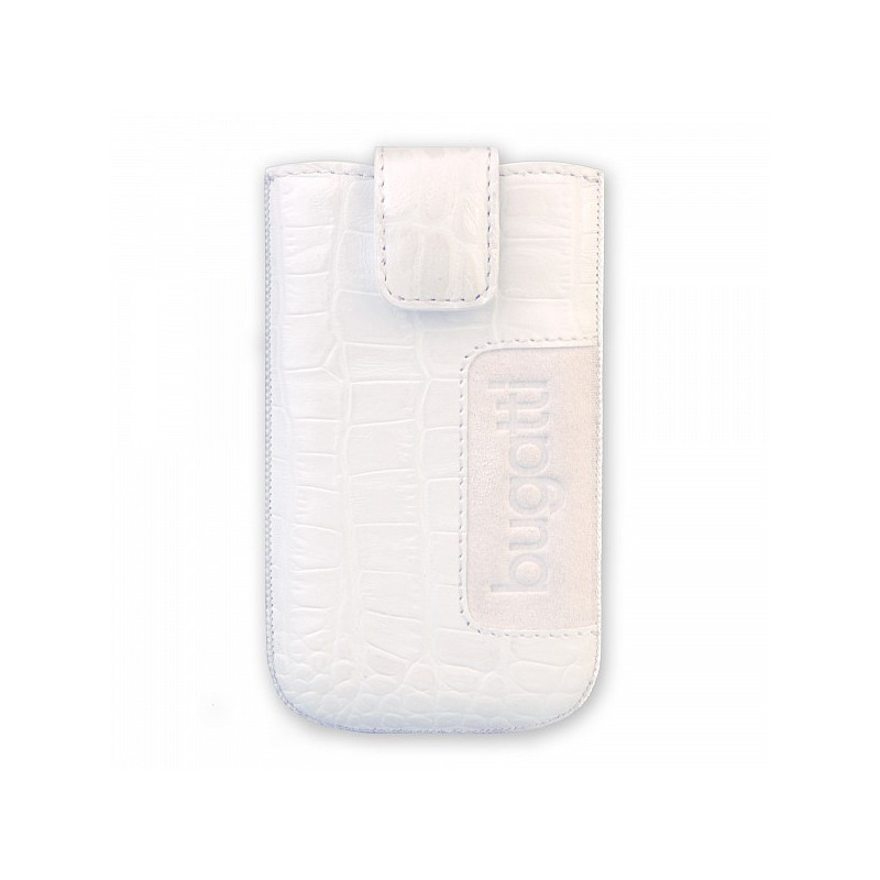 BUGATTI SlimCase Leder Croco White SL mit EasyOut Technik (8,0 cm x 12,8 cm)
