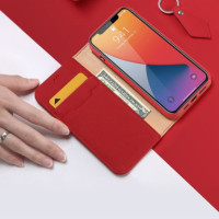 FLIPCASE DUX DUCIS Wish Genuine Leather Bookcase red für iPhone 12| iPhone 12 Pro