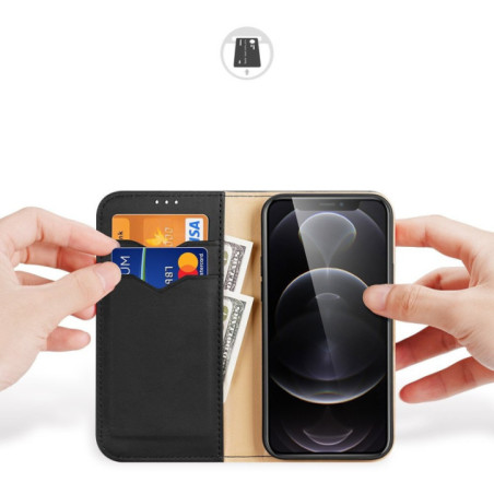 Dux Ducis Hivo Genuine Leather Bookcase type case black für Apple iPhone 13 Pro