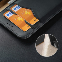 Dux Ducis Hivo Leather Flip Cover Genuine Leather Wallet For Cards And Documents für Samsung Galaxy S22 Ultra Black