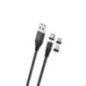 Kabel Nylon 100cm 2A USB-A auf USB-C + Lightning + microUSB MAGNETIC CONNECTOR
