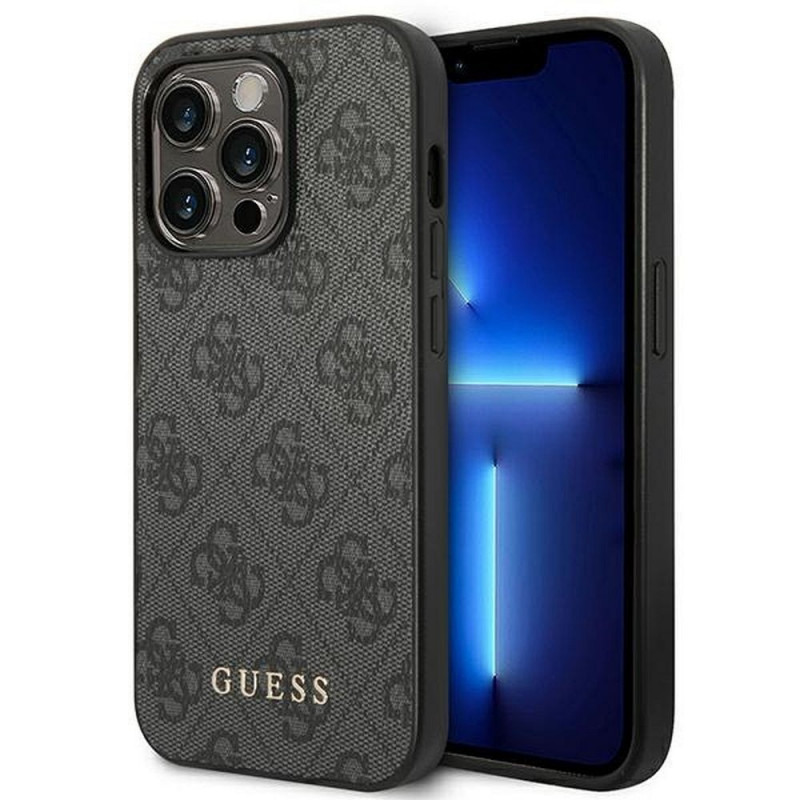 GUESS case for IPHONE 14 Pro GUHCP14LG4GFGR (4G Gold Logo) grey